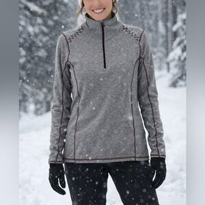 Saucony Women’s Quarter Zip Athletic Pullover Top Large Gray EUC